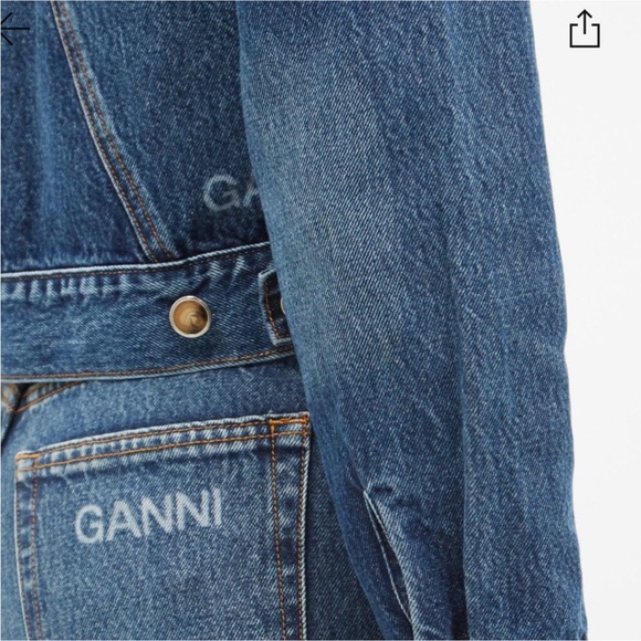 Ganni ruffled Peter Pan collar denim jacket - Picture 6 of 10